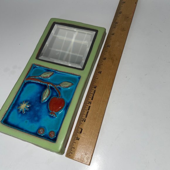 Eartha Handmade Pottery Tile Glazed with Mirror P. Collery Stamp - Picture 3 of 12